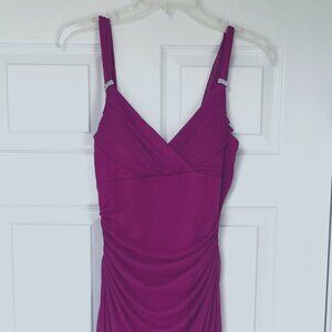Hot Pink Bodycon High-low Midi Dress Medium Stretch